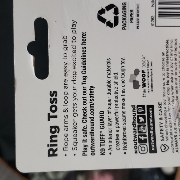 Outward Hound NWT Ring Toss Squeaky Interactive Tug Toy for Dogs - Picture 4 of 5